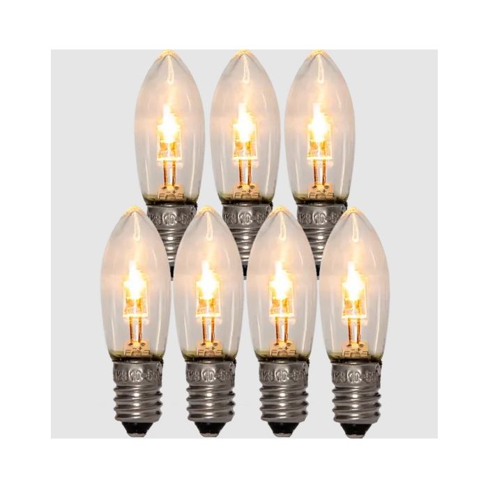 Reservepære Universal LED 10-55V 0,1-0,5W E10, varmhvitt lys 2000K, 7-pk