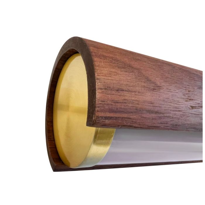 Akeno pendelskinne, 115 cm, mørkt tre / messing, Dimbar LED