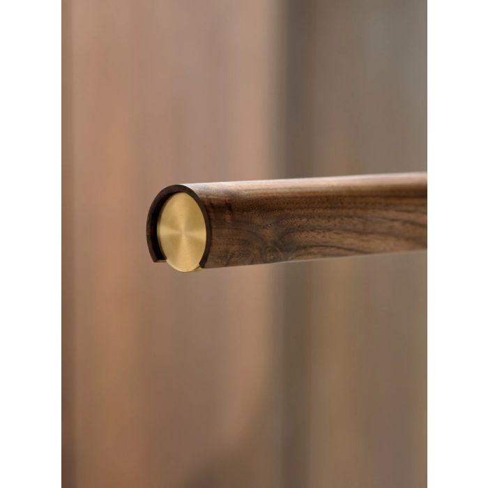 Akeno pendelskinne, 115 cm, mørkt tre / messing, Dimbar LED