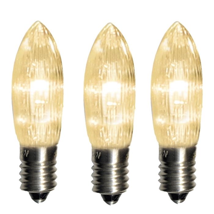 Reservepære Universal LED E10 10-46V 0,2W Topp klar, 3-pk