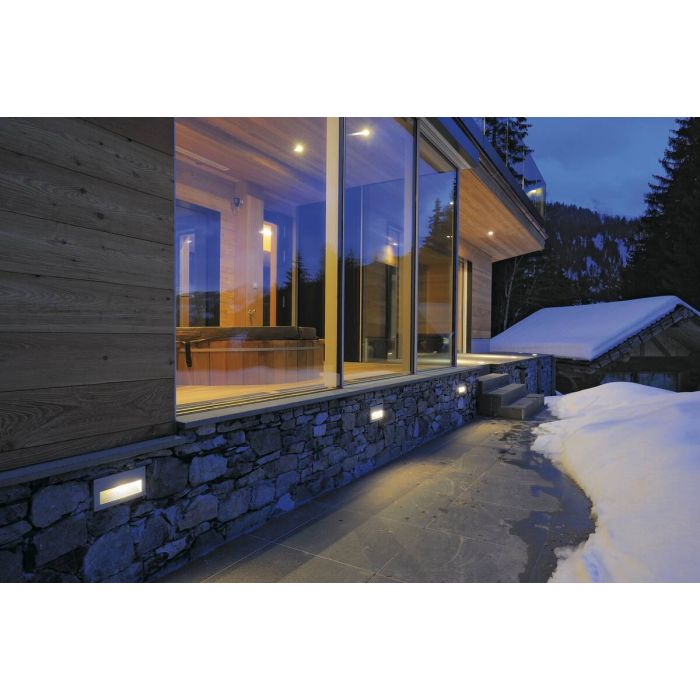 BRICK DOWNUNDER utendørs innfelt veggarmatur, LED, 3000 K, IP54, rektangulær, grå