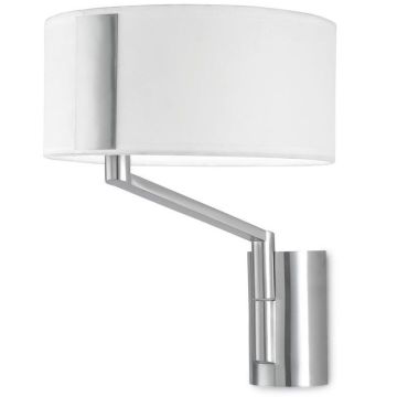 Twist vegglampe med hvit skjerm, Satinert stål