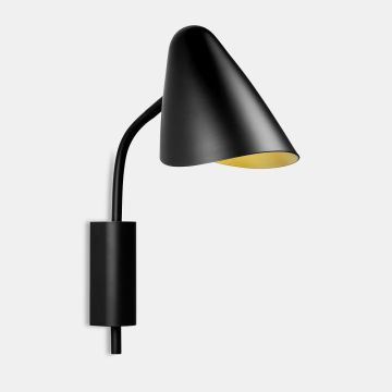 Organic vegglampe, høyde 35 cm, Sort/Gull