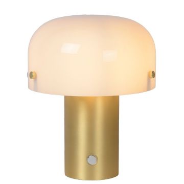 Timon bordlampe, høyde 21 cm, Step-dim, Matt gull/Opal