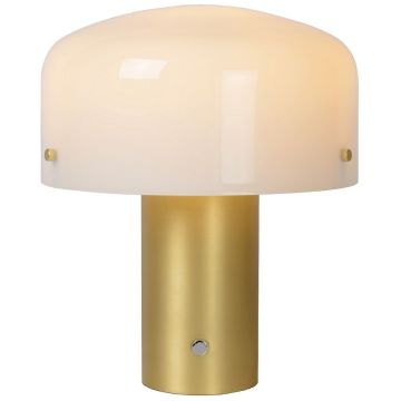 Timon bordlampe, høyde 35 cm, Step-dim, Matt gull/Opal