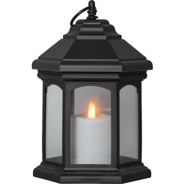 Linta lanterne, høyde 26 cm, for batteri, med timer, Sort