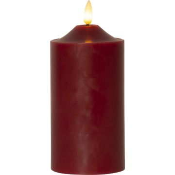 Flamme kubbelys, høyde 17 cm, for batteri, med timer, Rød