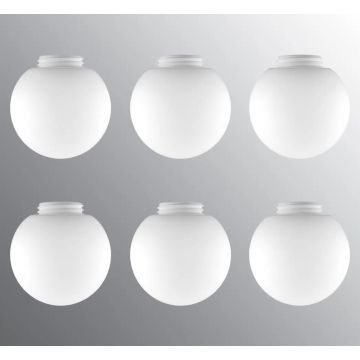 6-pk. Kuppel glob matt opal gjenge 84,5 mm Ø 180 mm høyde 170 mm