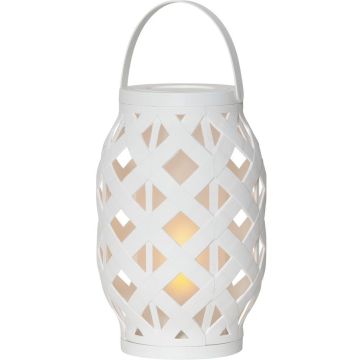 Flame Lanterne, høyde 23 cm, bevegelig flamme, for batteri, med timer, Hvit