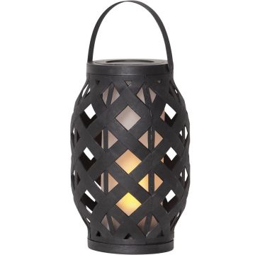 Flame Lanterne, høyde 23 cm, bevegelig flamme, for batteri, med timer, Sort