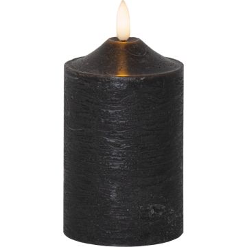 Flamme kubbelys, høyde 15 cm, for batteri, med timer, Sort