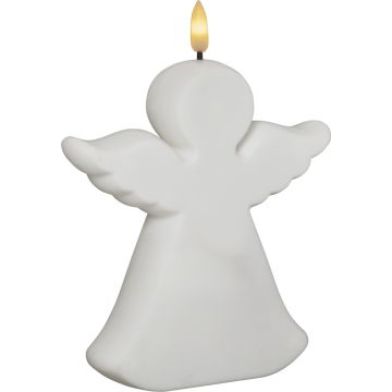 Flamme Angel gravlys, for batteri, med timer, Hvit