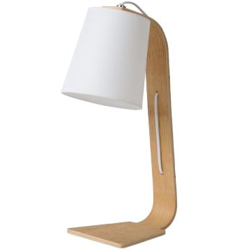 Nordic bordlampe, høyde 48 cm, Tre/Hvit lampeskjerm