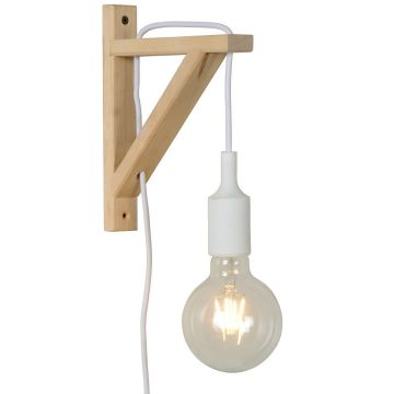 Fix vegglampe for dekorpære, høyde 22 cm, Tre