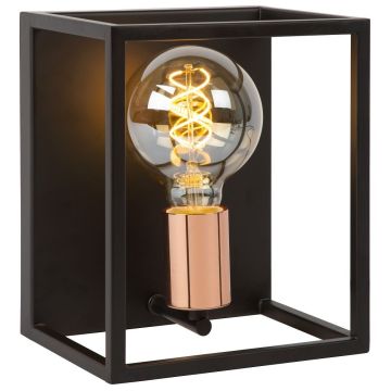 Arthur vegglampe for fast montering, Sort/Kobberfarget