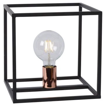 Arthur kubisk bordlampe, 25 cm, Sort/Kobberfarget