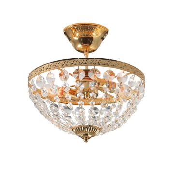 Hanaskog krystall taklampe, diameter 30 cm, Gull