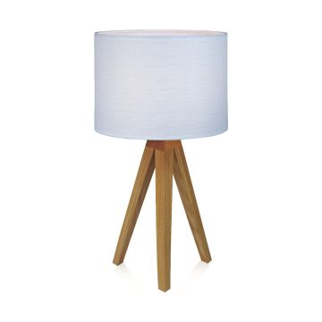 Kullen bordlampe, høyde 44 cm, Eik/Hvit skjerm