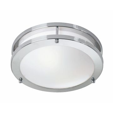 Täby taklampe, diameter 25 cm, LED 3000K 750lm, Krom/Hvit