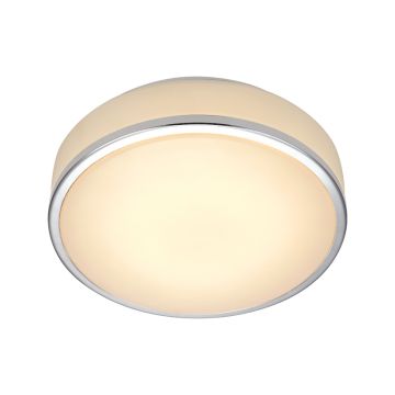 Global taklampe, diameter 28 cm, LED 3000K 700lm, Hvit/Krom