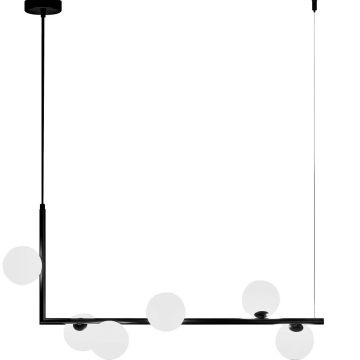 Emrik G9 pendelskinne, bredde 80 cm, Sort med hvite glass