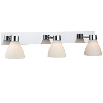 Cassis 3 vegglampe IP44, Krom/Opal