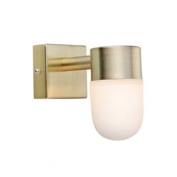Menton vegglampe IP44, Messing / Opalhvit skjerm