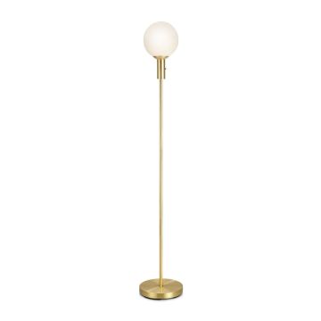 Minna gulvlampe, høyde 145 cm, Børstet messing / Hvit