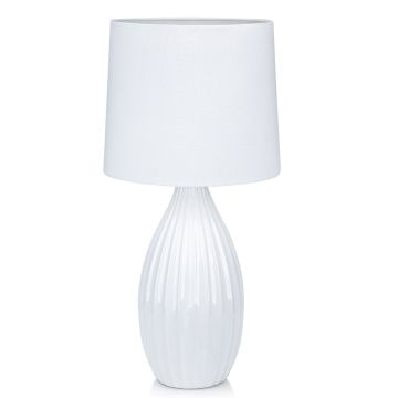 Stephanie bordlampe med tekstilskjerm, høyde 50 cm, Hvit