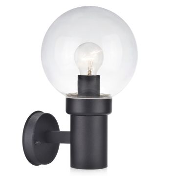 Caris vegglampe, Sort / Klart glass