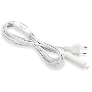 [1] Expand Startkabel 350 cm, Eurostikk + bryter, Hvit