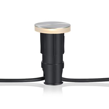 [2] Garden 24 Decklight Topplate (u/trafo), diameter 6 cm, 3000K 65lm, Aluminium