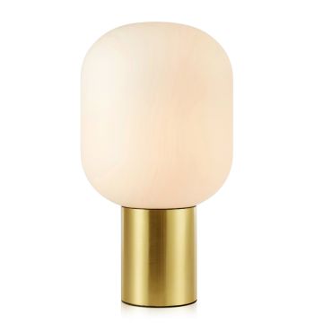 Brooklyn bordlampe, høyde 44 cm, Børstet messing / Hvit