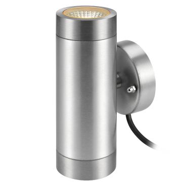 [2] Garden 24 Cylinder duo vegglampe (u/trafo), 2 x 3000K 433lm, Aluminium