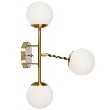 Trinity 3 vegglampe, høyde 60 cm, Messing/Hvit