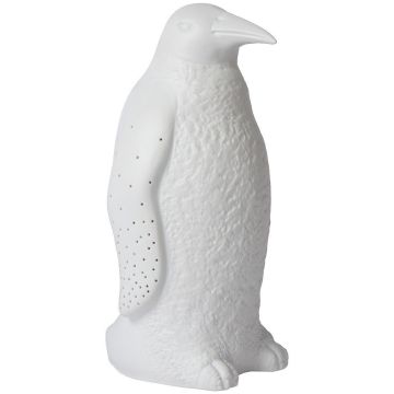 Pinguin bordlampe, høyde 25 cm, Hvit porselen
