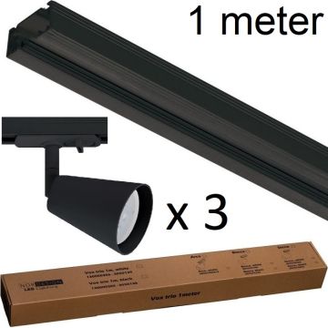 Vox strømskinne med Bocca spot (x3), 1 meter, Sort