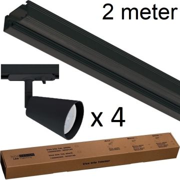 Vox strømskinne med Bocca spot (x4), 2 meter, Sort