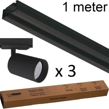 Vox strømskinne med Secco spot (x3), 1 meter, Sort
