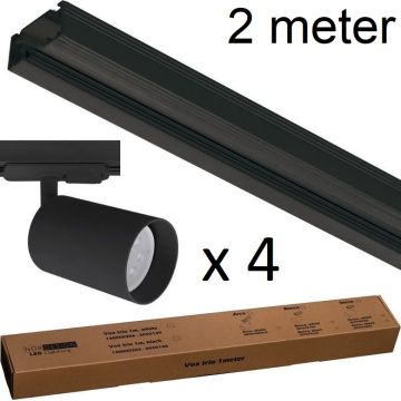 Vox strømskinne med Secco spot (x4), 2 meter, Sort