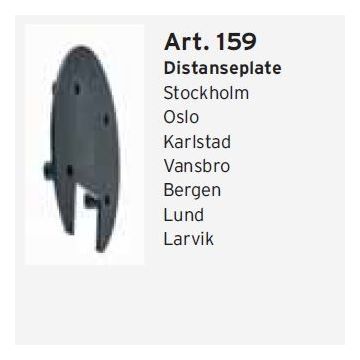 159 Distanseplate for utenpåliggende kabel, Sort (RAL9005)