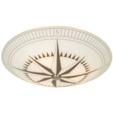 Kompass plafond, diameter 42 cm, Hvit / Sort / Stål