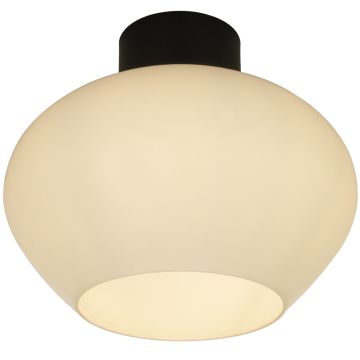 Bell taklampe, diameter 35 cm, Sort / Opalhvitt glass