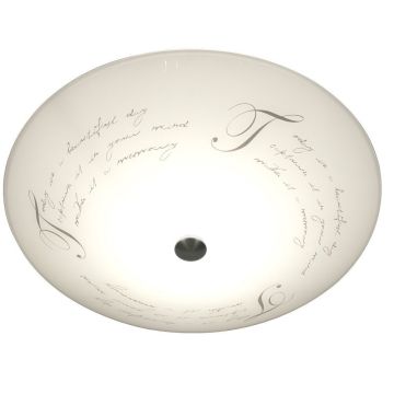 Skrift plafond, diameter 42 cm, Hvit / Stål