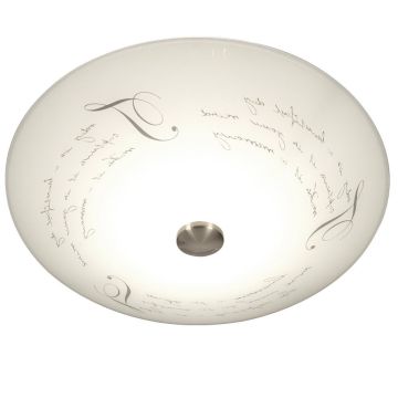 Skrift plafond, diameter 50 cm, Hvit / Stål