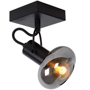Madee 1 taklampe, Sort/Røykfarget glass