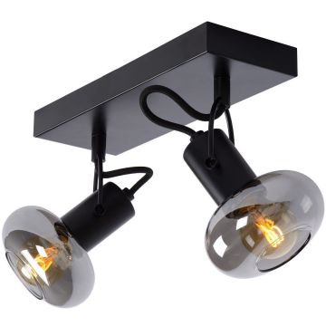Madee 2 taklampe, Sort/Røykfarget glass