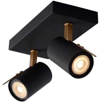 Grony takspot med dim-to-warm 2xGu10/5W Sort