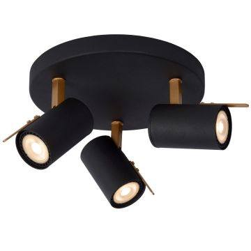 Grony takspot med dim-to-warm 3xGu10/5W Sort
