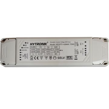 LED transformator 24V DC 75W, Hytronik, dimbar med Switch-Dim og 1-10V potmeter
